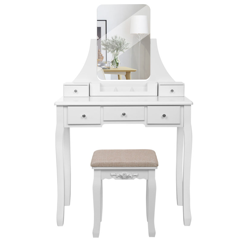 Three Posts Arkin Dressing Table with Mirror & Reviews Wayfair.co.uk